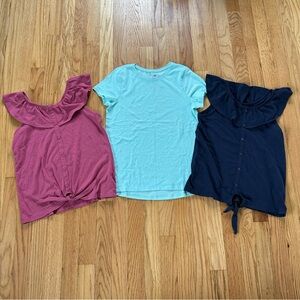 Bundle of 3 Girls Short Sleeve Tops Sz L